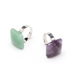 Wholesale Natural Crystal Square Shape Stone Ring