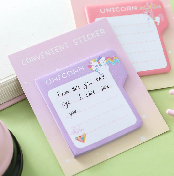 Factory direct selling custom Sticky Notes Unicorn Shape