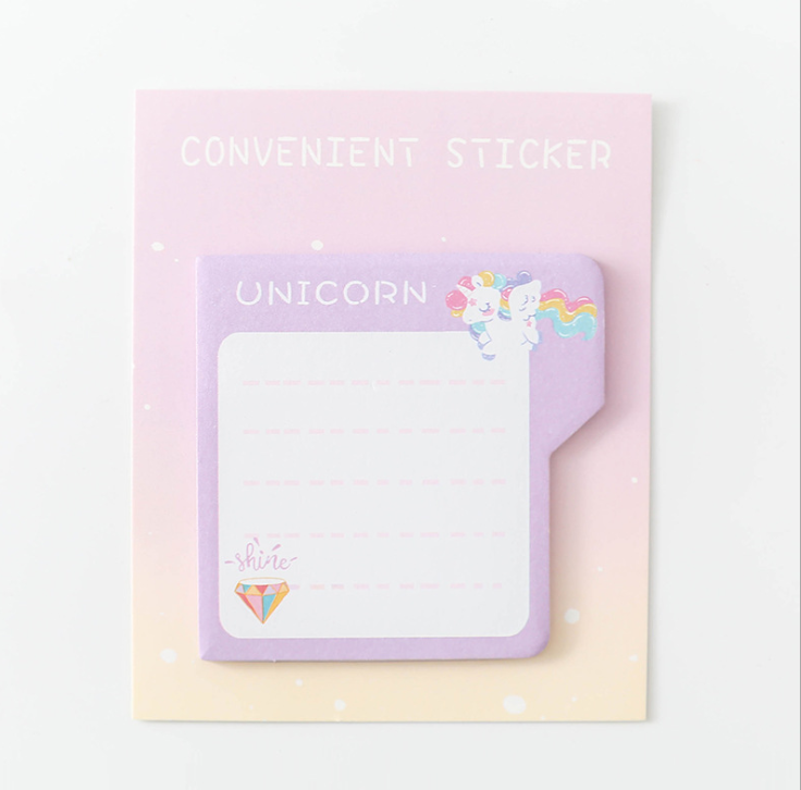 Factory direct selling custom Sticky Notes Unicorn Shape