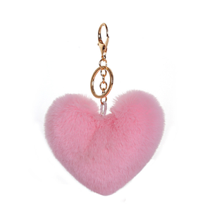 Heart Shape Faux Rabbit Fur Key Chain