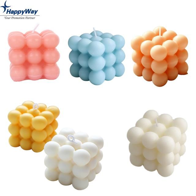 Custom Logo Wholesale Cube Shape Candle In Bulk Scented Soy Wax Bubble Candle