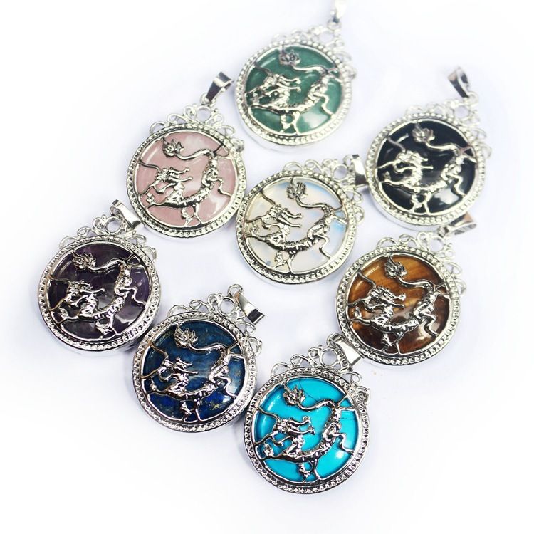 Nature Crystal Silver Dragon Decoration Pendants