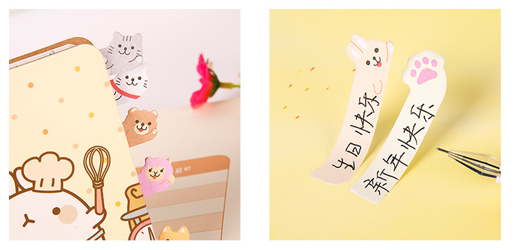 Factory Wholesale Kawaii Creative Stationery Animal Sticky Notes  2021 New Recycled Novelty Cute Index Cards Die-cut bookmark