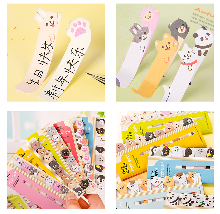 Factory Wholesale Kawaii Creative Stationery Animal Sticky Notes  2021 New Recycled Novelty Cute Index Cards Die-cut bookmark