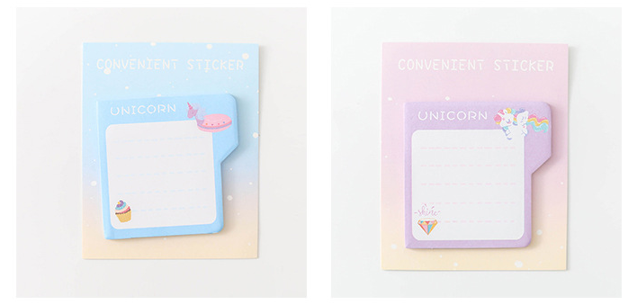 Factory direct selling custom Sticky Notes Unicorn Shape Made In China pad logo Sticky notes wholesale price paper notes