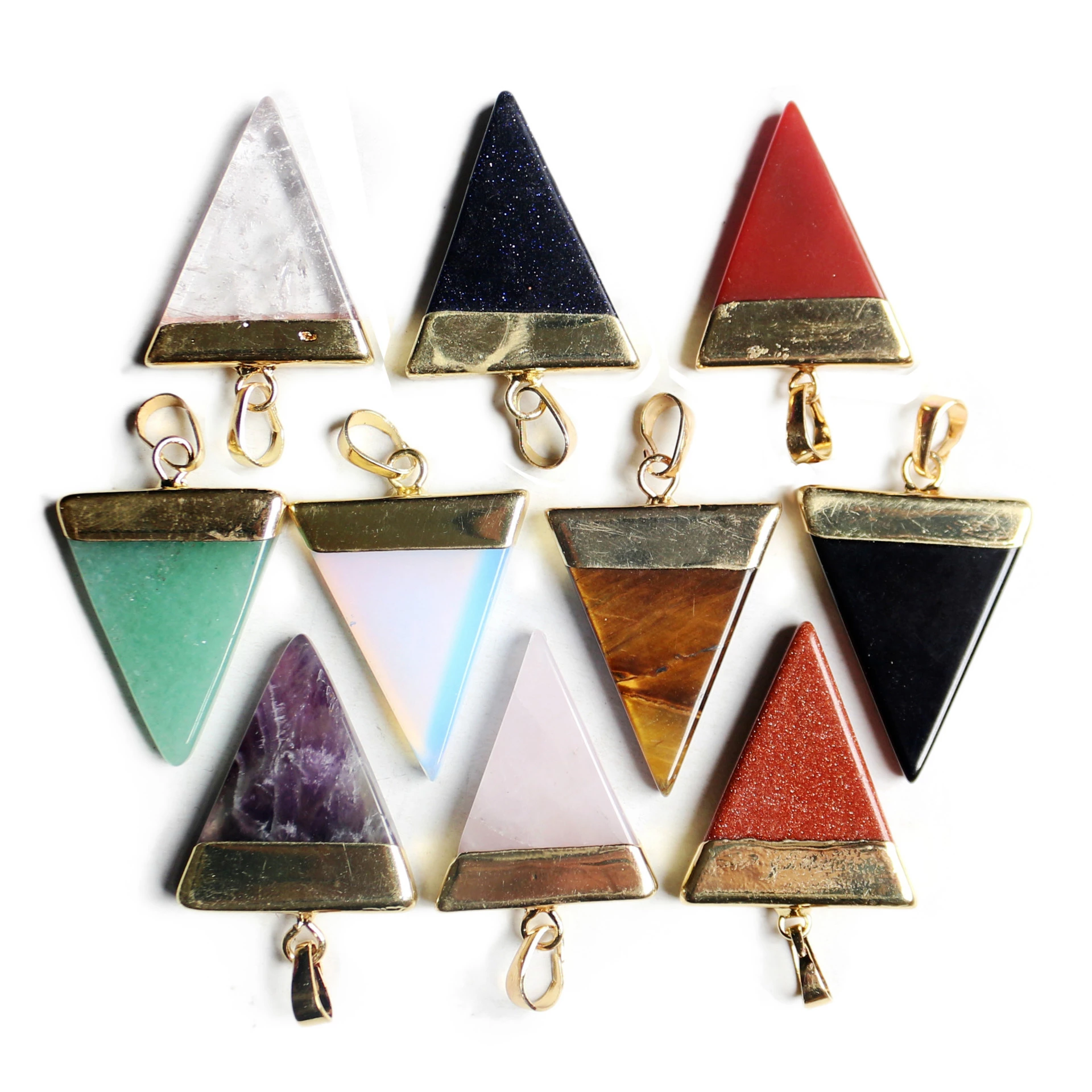 Nature Crystal Gifts Stone Triangle Pendants