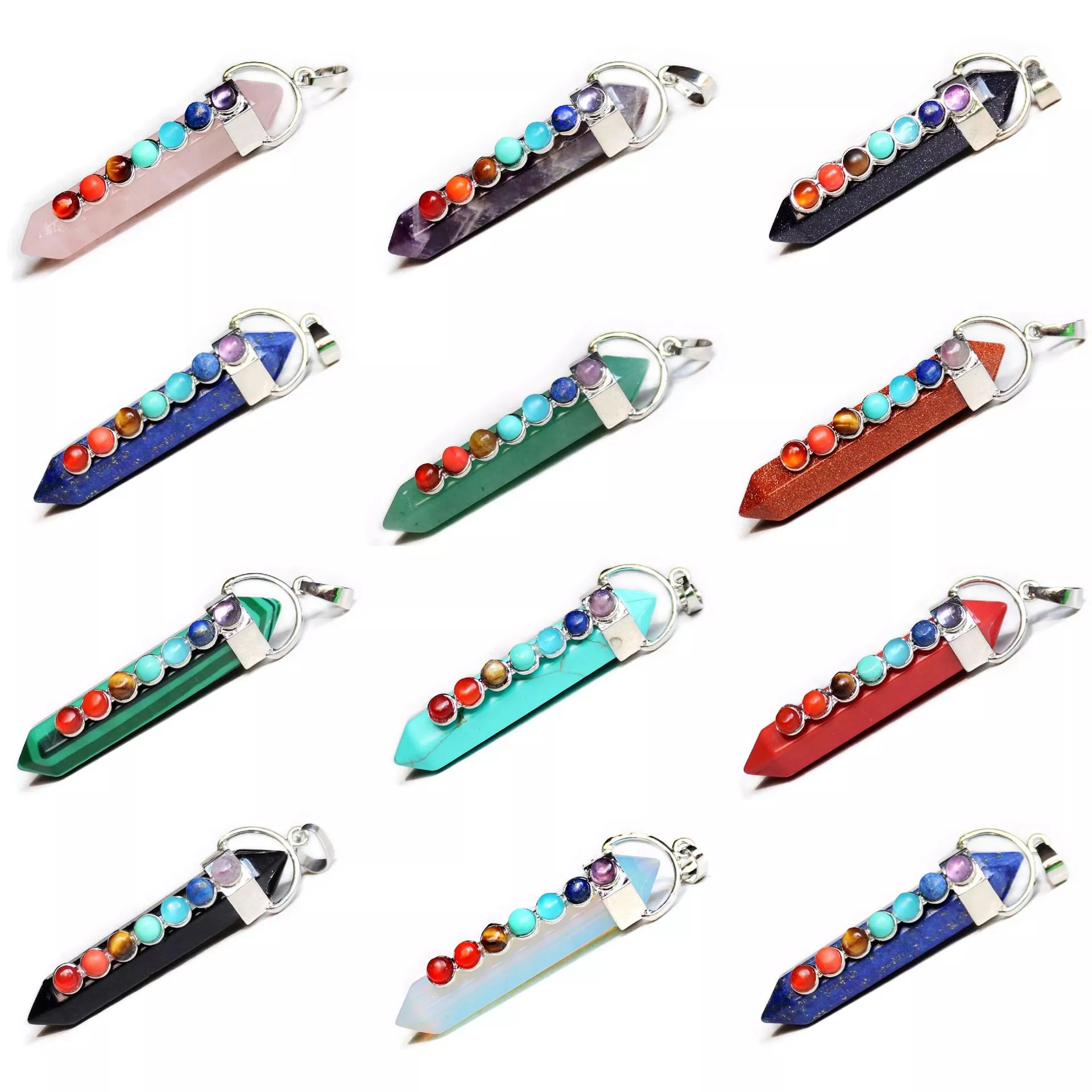 Natural Crystal Ball Decoration Sword Shape Pendants