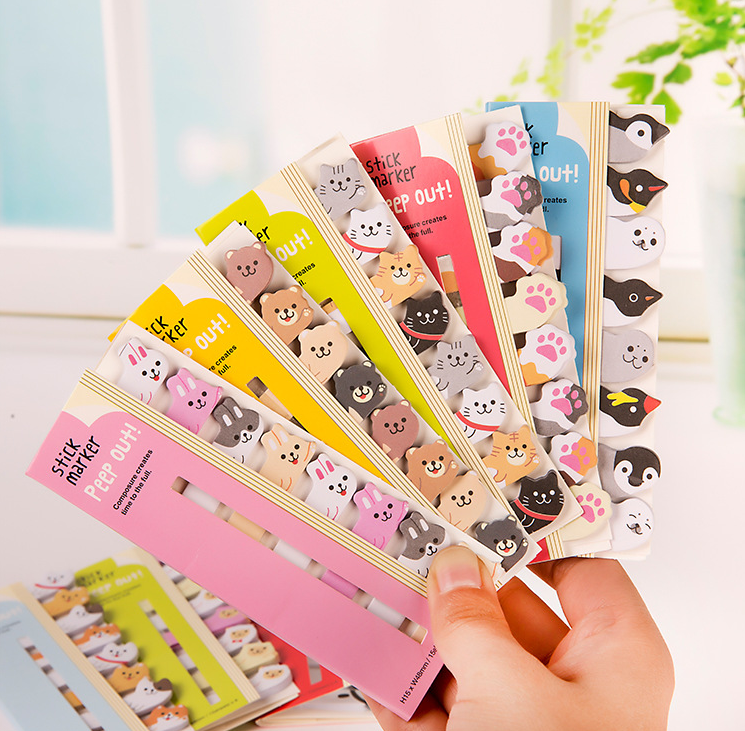 Factory Wholesale Kawaii Creative Stationery Animal Sticky Notes  2021 New Recycled Novelty Cute Index Cards Die-cut bookmark