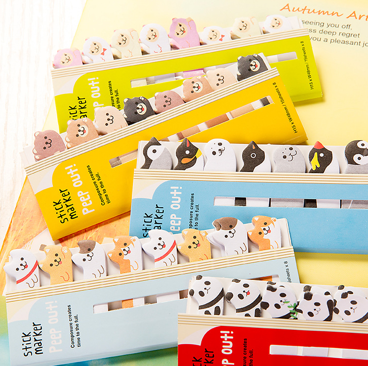 Factory Wholesale Kawaii Creative Stationery Animal Sticky Notes  2021 New Recycled Novelty Cute Index Cards Die-cut bookmark