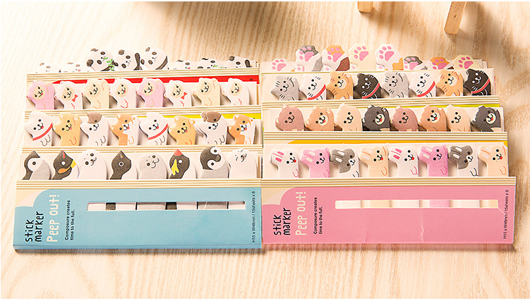 Factory Wholesale Kawaii Creative Stationery Animal Sticky Notes  2021 New Recycled Novelty Cute Index Cards Die-cut bookmark