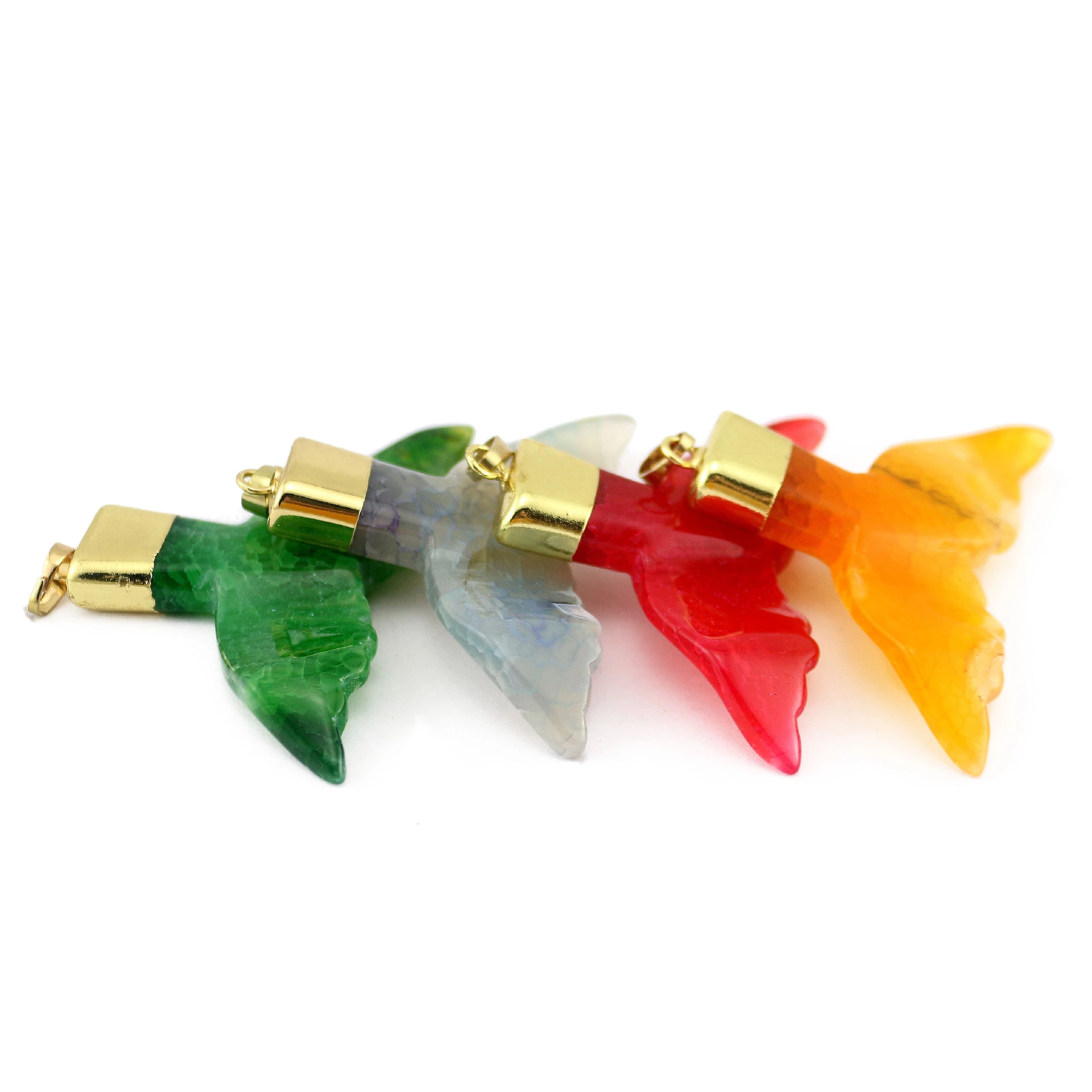 Nature Crystal Stone Mermaid Tail Pendants