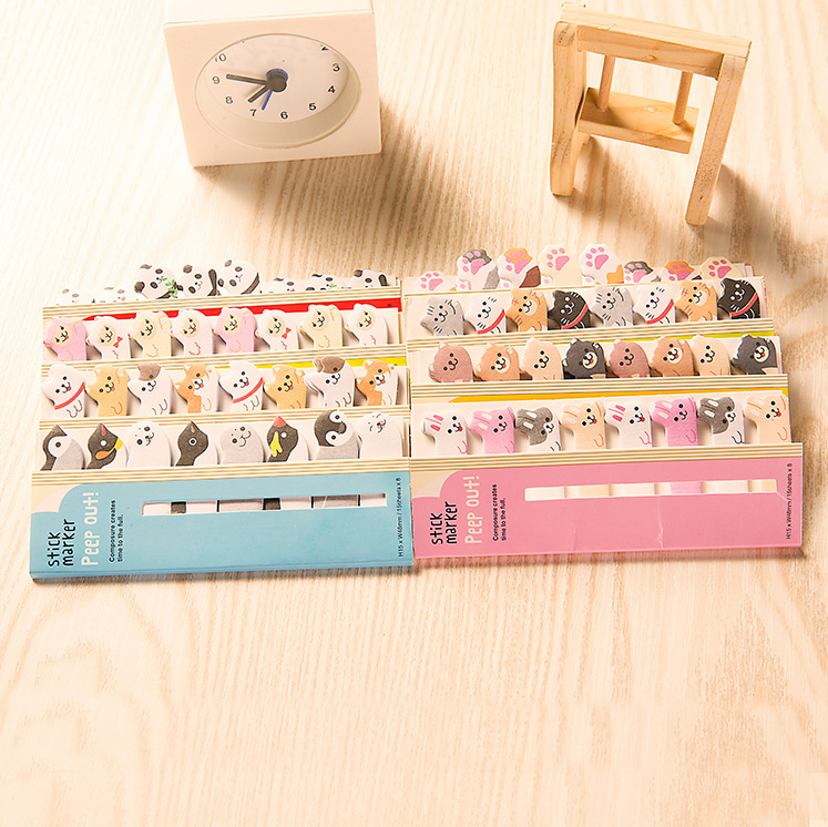 Factory Wholesale Kawaii Creative Stationery Animal Sticky Notes  2021 New Recycled Novelty Cute Index Cards Die-cut bookmark