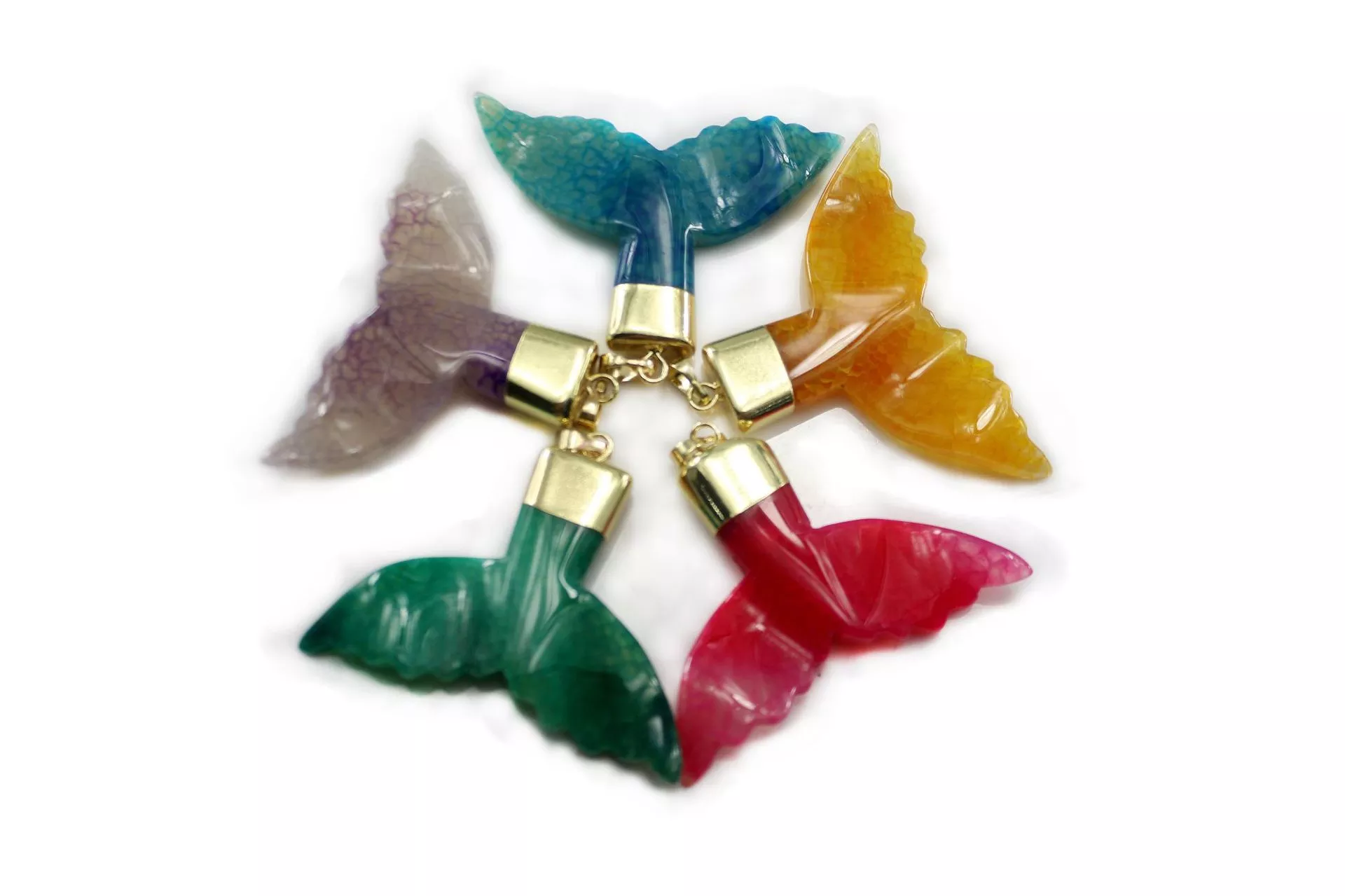 Nature Crystal Stone Mermaid Tail Pendants