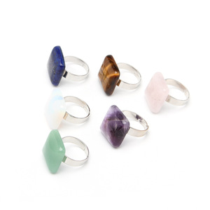 Wholesale Natural Crystal Square Shape Stone Ring