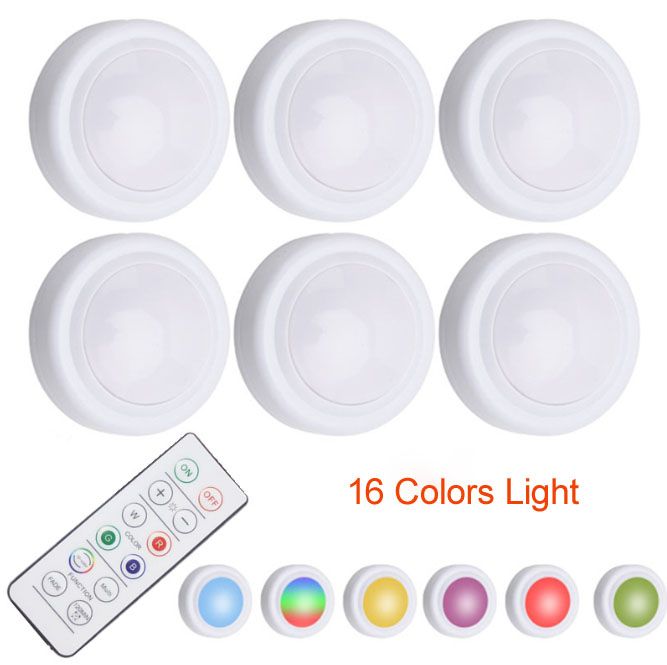 Adjustable Lighting Led Mood Magic Light Pucks Smart 16 Color Changing Motion Puck Lights With Remote Control