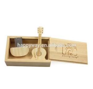 Hot Selling Bamboo Guitar USB 4 GB With Wood Box, MOQ 100 PCS 0506004 One Year Quality Warranty