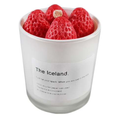 Luxury Glass Jar Fruit Strawberry Cake Soy Wax Craft Scented Candles With Natural Soy Wax