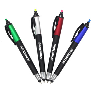 Custom Logo Stylus Plastic Touch Pen With Highlighter