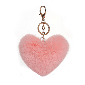 Heart Shape Faux Rabbit Fur Key Chain