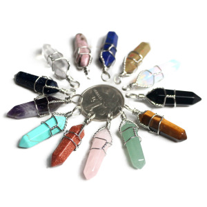 Natural Crystal Stone Hexagonal Prism Pendants