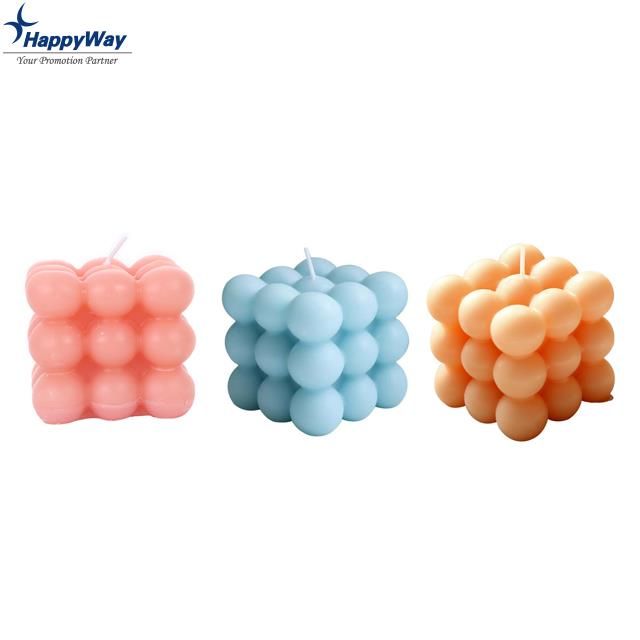 Custom Logo Wholesale Cube Shape Candle In Bulk Scented Soy Wax Bubble Candle